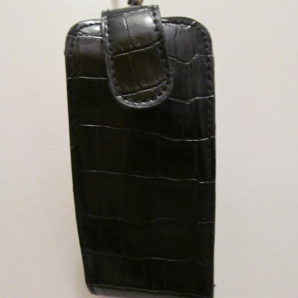 Liz Claiborne Purse Black Faux Croc Leather Bow Tassel w Bonus Cell Phone Holder - Picture 10 of 12